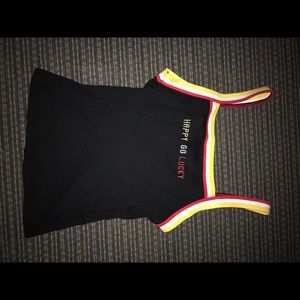 happy go lucky black tank top